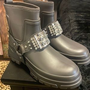 Brand new in box Karl Lagerfeld grey rhinestone bootie
